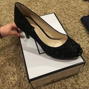 New In Box Black Peep Toe Heels
